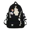 New Backpack with Cute Bear Plush Pendant and Cartoon Pins Large Capacity School Bag for Teen Girls Student Travel