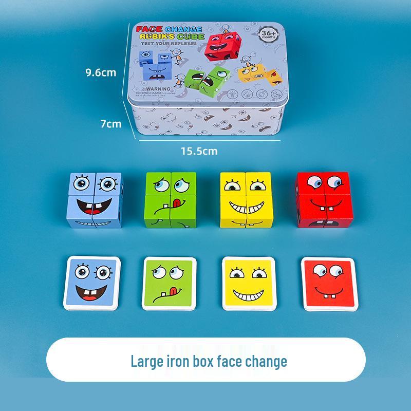 Smiley Face Magic Cube: Educational Building Blocks & Interactive Parent-Child Tabletop Game
