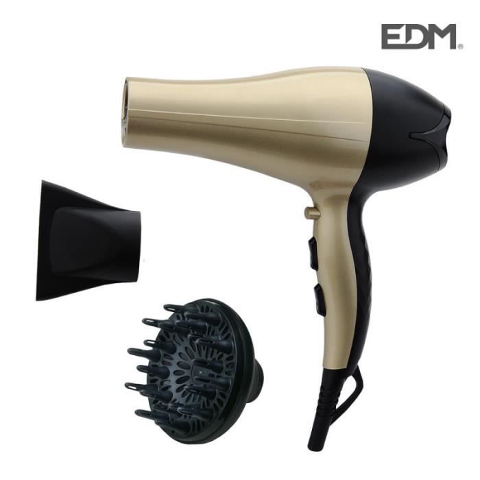 Sèche-cheveux Ionique 1.900-2.300w Avec Diffuseur Et Concentrateur D'air Edm