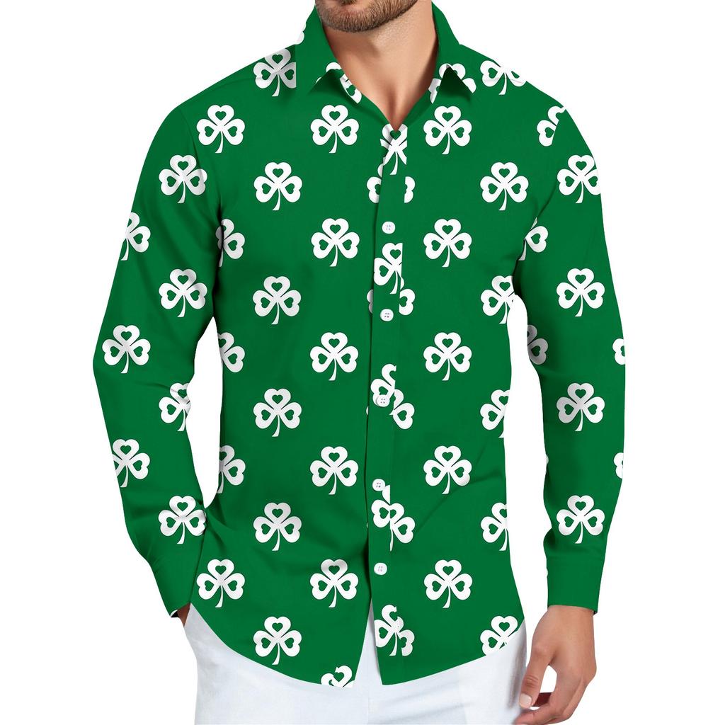 Pánská košile s vánočním potiskem, dlouhý rukáv, na knoflíky