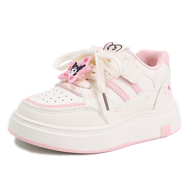 2026 Spring Girls' Skate Shoes - Cute Korean Style, Fashionable Cartoon White Sneakers, Breathable, Lightweight, Casual.