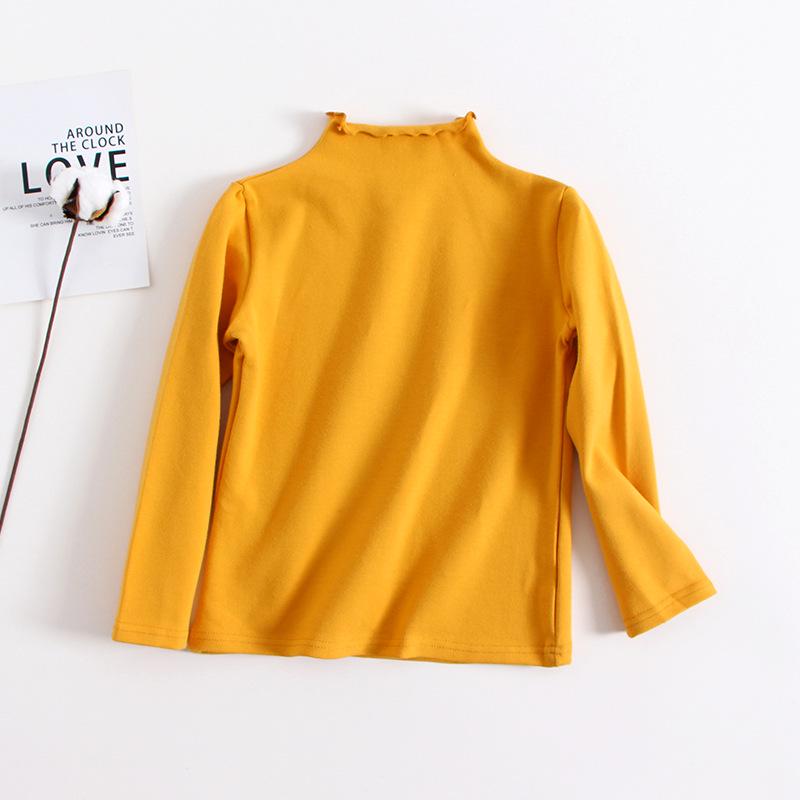 Girls' Long-Sleeve Ruffled T-Shirt with Half-High Collar - Black/White