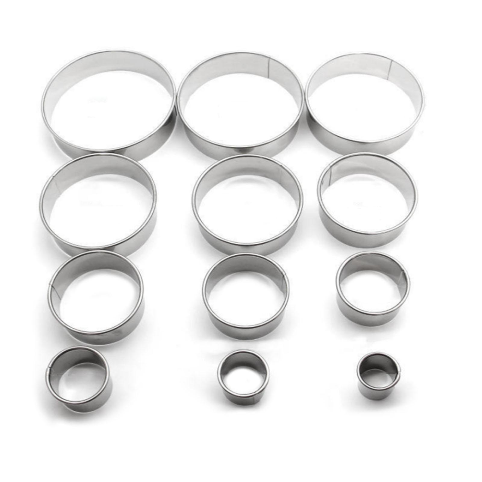 12Pcs Mousse Mold Stainless Steel Curling Edge Antioxidant Round Cookies Cutter for Baking