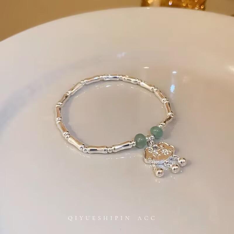 New Chinese style ancient style bamboo joint safety lock Fu brand small fresh girls gentle bracelet necklace girls birthday gift tide