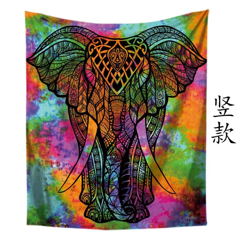 Nordic INS Elephant Background Fabric Cross Border Decoration Wall Carpet Home Decoration Wall Carpet Colorful Elephant Background Hanging Fabric