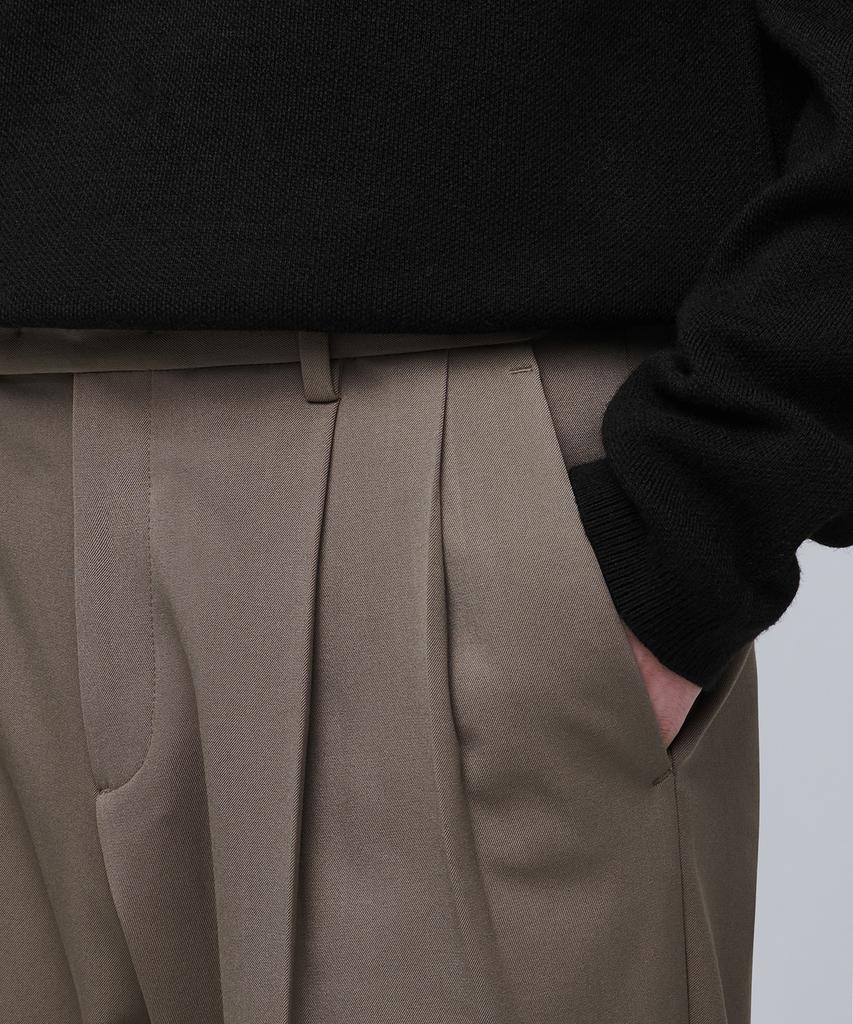 Musinsa Standard Heavyweight Fleece-Lined Real Wide Hidden Elastic Waist Slacks [Dusty Beige]