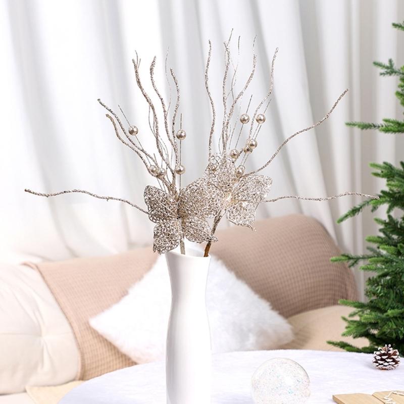 6Pcs Christmas Holly Berries Branch Holly Berries Stems Christmas Plant Decoration For Christmas Party Centerpieces