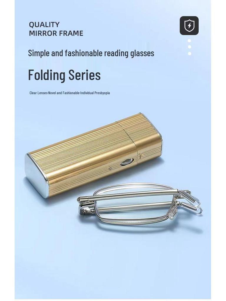 Premium HD Anti-Blue Light Foldable Aluminum Reading Glasses - Compact, Telescopic, Lightweight Design