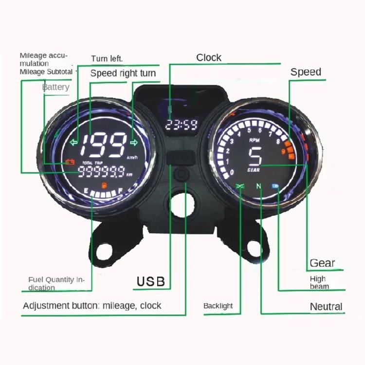 Motorcycle Dashboard LCD Digital Gauge Instrument Cluster 12V Speed Odometer Enhanced Visibility for RC250 150Gato 250cc