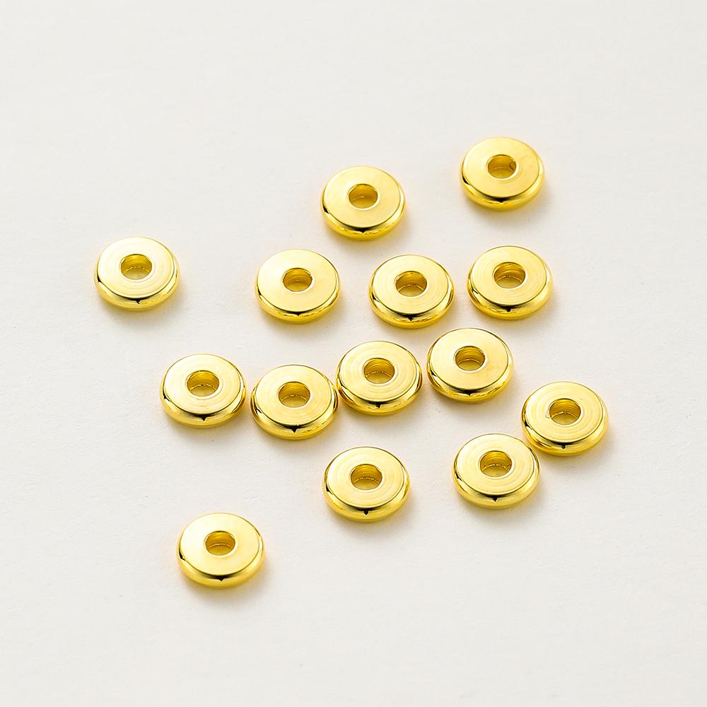 10-50Pcs 14K18K Gold Color Plated Brass 3-12Mm Round Spacer Beads Flat Bracelet Beads For Diy Jewelry Findings Accessories