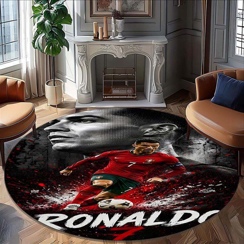 1pc Number 7 Soccer1 Carpet, Round Rug, Comfortable, Suitable for Entryways, Living Rooms, Office, And Bedrooms, Christmas Decoration