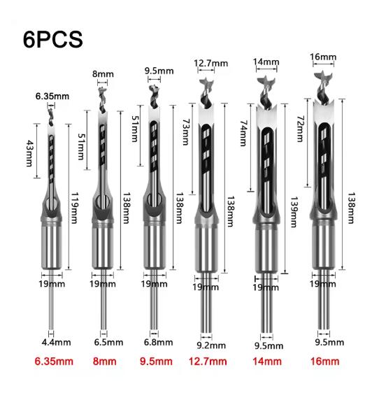 Woodworking Square Drill Bits HSS Twist Square Hole Drill Bits Auger Mortising Chisel Extended Saw for Woodworking Tool Dropship