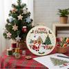 Christmas Embroidery Craft Set DIY 30x30cm Cotton Printed Fabric with 20cm Hoop Thread Needle Beginner Kit