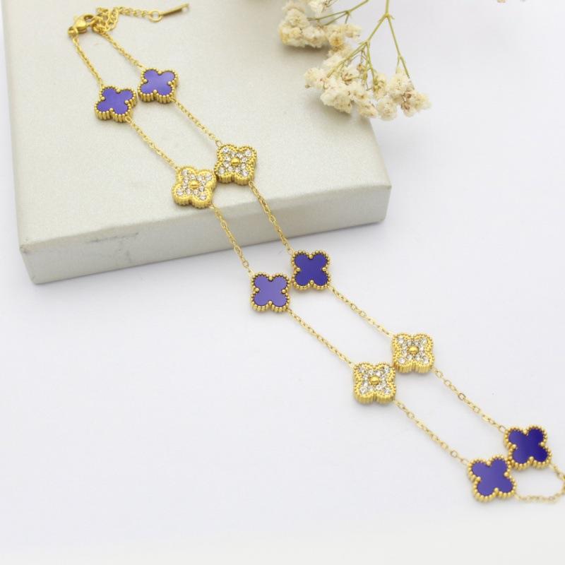 10 Flower Sweater Chain Double-sided Four-leaf Clover Necklace Accessible Luxuryfashion Flower Pendant Clavicle Chain Necklace