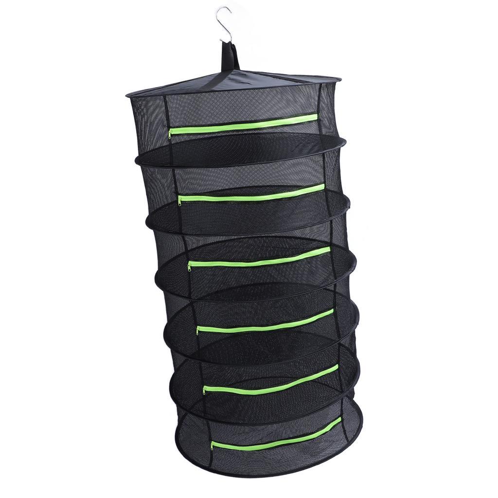 Herb Drying Rack Fluorescent Green Zipper Cover Opening Design Multifunctional Waterproof Hanging Mesh Net