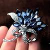 Temperament Fashion Purple Crystal Flower Brooches for Women Luxury Shiny Full of Zircon Pins Suit Jewelry Party Accessory Gift