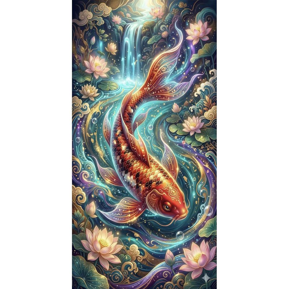 Beautiful Koi Fish and Flowers Picture DIY Diamond Painting Cross Stitch Full Drills Diamond Mosaic New Collection Home Decor