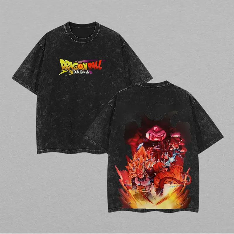 

Dragon Ball Daima T Shirt Gogeta SSJ4 Men Acid Wash Oversized Anime Mini Goku Cotton Vintage Gym Streetwear Graphic Back Tee M