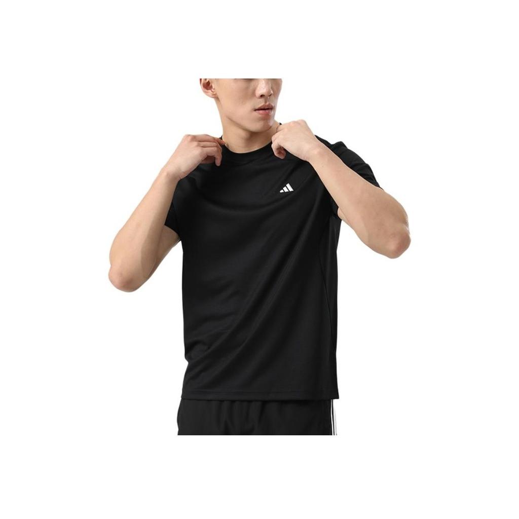 Adidas Classic Three Stripes Quick-Dry T-Shirt Breathable Casual Fashion Trend Sports Crew Neck Short Sleeve Men Tops Black KC3741