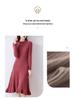 Women's Extra Long Wool Dress - Slim Fit, Round Neck, Autumn/Winter