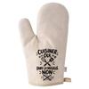Gant de Cuisine Beige Cuisiner oui, faire la vaisselle non | Coton Recyclé 280 g/m² 17 × 26 cm Dos Matelassé | Taille Unique Four