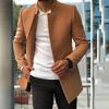 European Size Men's Spring/Fall Slim Fit Woolen Coat - Solid Color Youth Suit