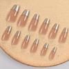 120Pcs/Box Nude Gold French Press On Nails 12Sizes Extra Trapezoid Full Cover Soft Gel False Nail Tips For Nail Extension