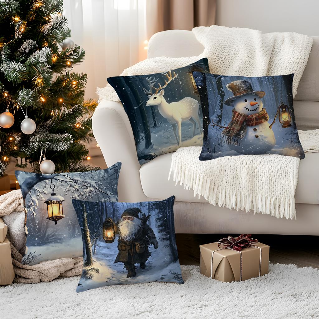 Christmas Forest Snowflakes Pillowcase Bedroom Sofa Cushion Cover 100% Polyester Living Room Cushion Pillowcase Home Decor