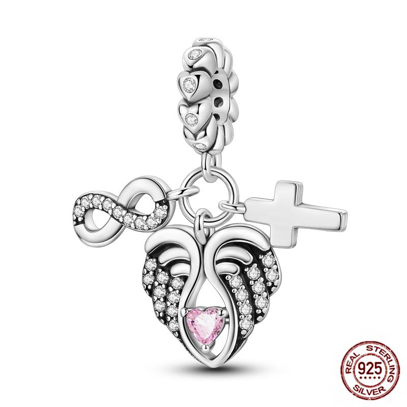 Pink Butterfly Charms Beadscopper Original Heart-Shaped Dog Paw Travel Charm Fit Bracelets Pendant For Women Jewelry Making