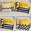 4 Pcs Double Sided Yellow Black Cushion Covers, Geometric Chevron Inspirational Throw Pillow Cases (No Inserts)