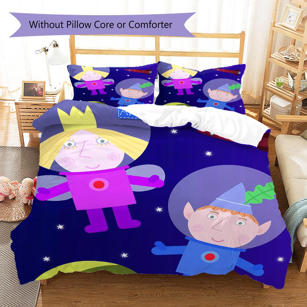 PlanetDBenHolly Muster Bettwäsche Steppdecke Set Bettbezug Kissenbezug Heimdekoration Geburtstagsgeschenk (1 Bettbezug + 2 Kissenbezüge, ohne Füllung)