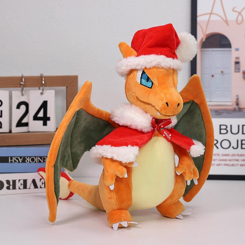 30cm Anime Christmas Style Plush Toys Charizard Charmander Soft Stuffed Peluche Doll Kids Child Xmas Birthday Gifts