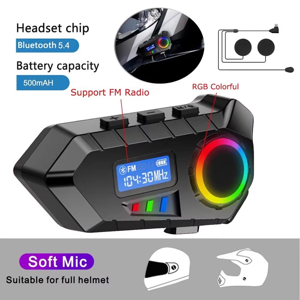 Kebedumei Bluetooth5.3 Motorcycle Helmet Headset Wireless Hands-free Call Phone Kit Waterproof Earphone MP3 Music Player Speaker