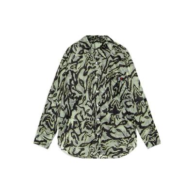 Li Ning Sports Lifestyle Series SS22 Sports Trend Series Camouflage Print Casual Shirt Women Shirts Water-Green ASHS128-1