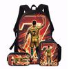Conjunto de Mochila Escolar Infantil Estampada Cristiano Ronaldo Meninos Meninas 3 Peças Mochila de Tecido Oxford Com Lancheira Estojo