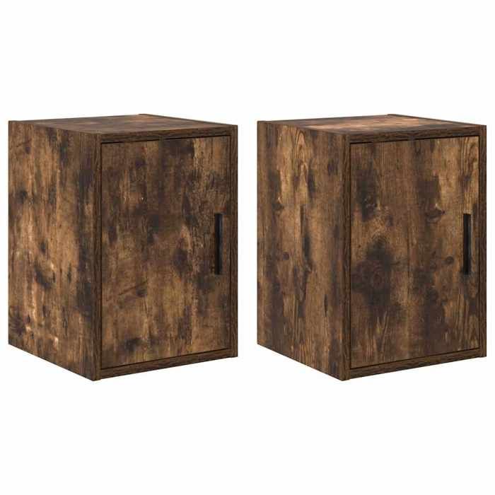 VidaXL Armoires murales de garage 2 pcs chêne fumé bois d'ingénierie, armoire, placard mural de garage, armoire à outils 860616