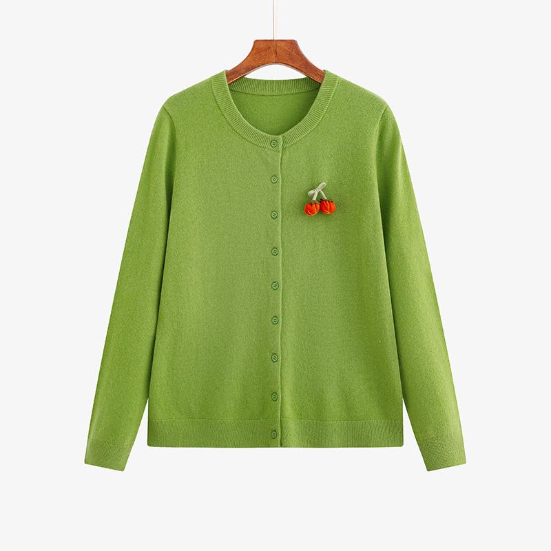 

Plus Size Women s 100% Wool Casual Sweater Coat - Winter 2025 Loose Knit Cardigan XXXL (180-220 jin) зелёный