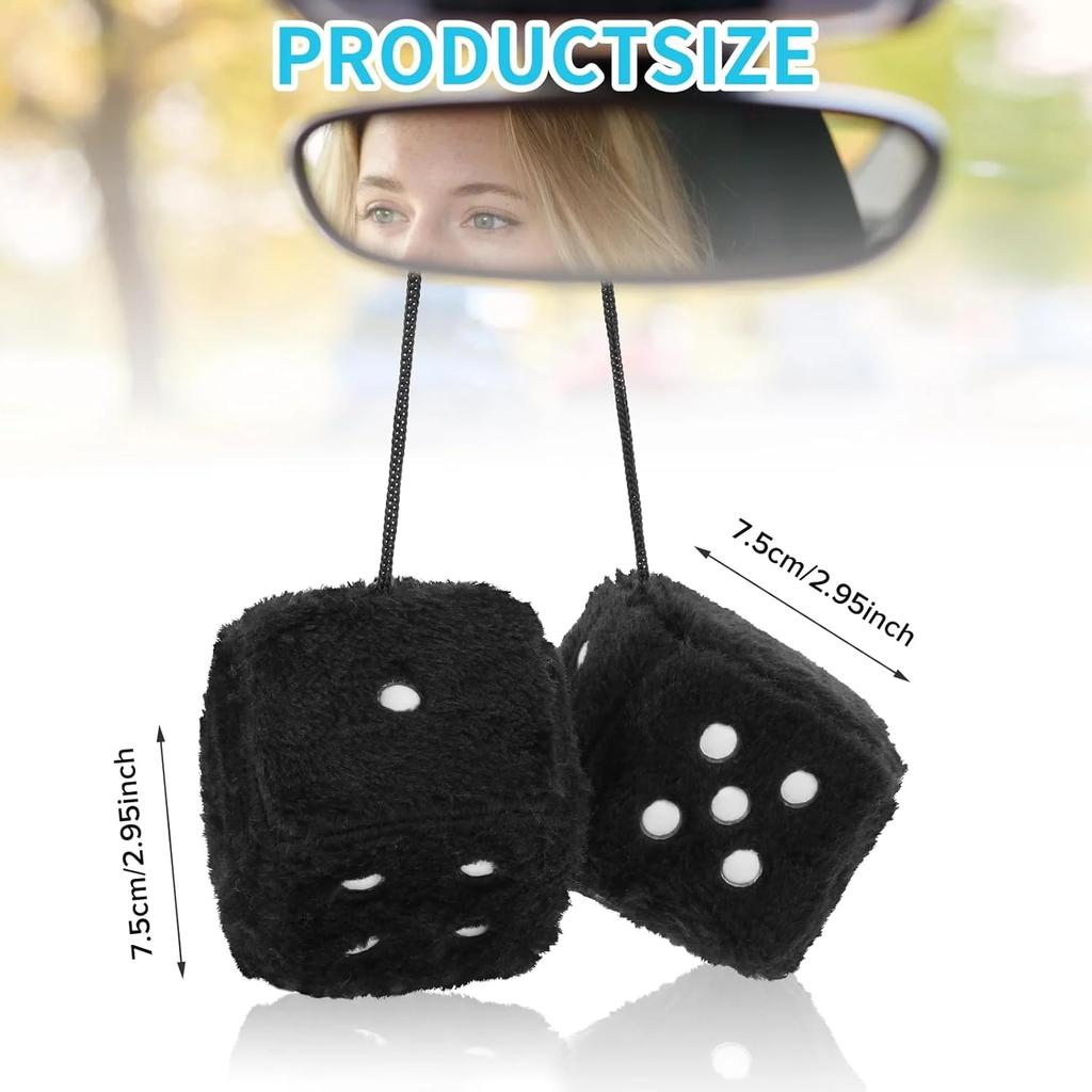 2pcs Plush Dice Toys Velvet Pendants Car Hanger With Suckers Stress Relief Squeeze Cube Fluffy Stuffed Decoration Eid Amagi