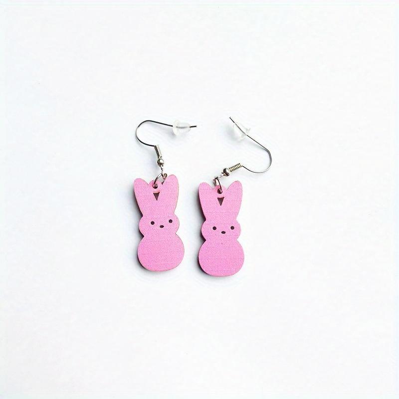 Easter Earrings Vintage Rabbit Flower Basket Forest Cute Girl Earrings Easter Decorative