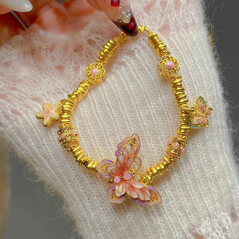 

Fashion Enamel Butterfly Bracelet For Women Gold Color Bracelets Sweet Party Birthday Jewelry Gift one size