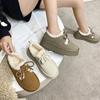 Damen Retro Einfarbig Warm Verdickt Flauschig Niedrige Sohle Freizeit Schuhe Winter Mode Vielseitig Plüsch Bequem Klobig Baumwolle Schuhe