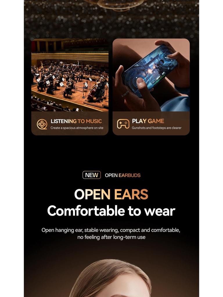 M142 Offene kabellose Bluetooth-Kopfhörer mit langer Akkulaufzeit & High-Fidelity-Sound