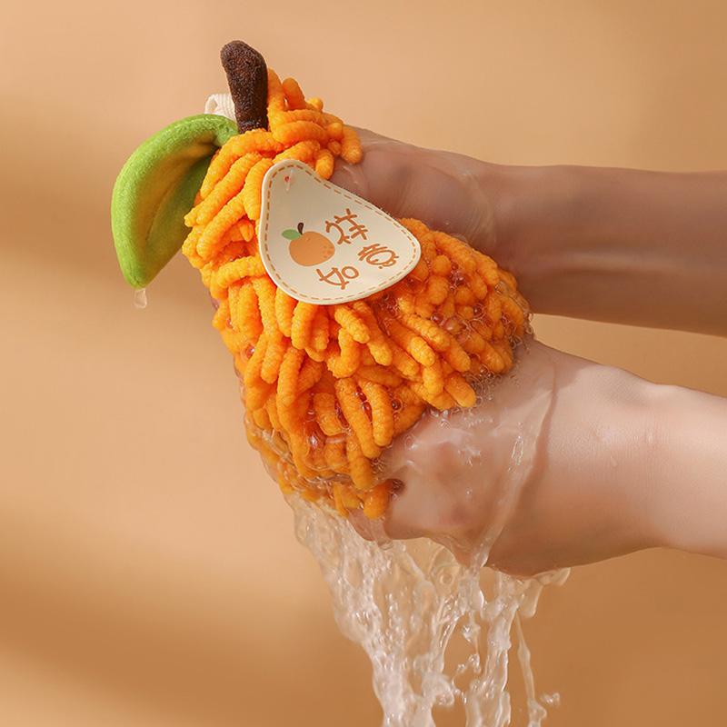 Hand Towel Fruit Shape Chenille Hand Towel Absorbent Kitchen Bathroom Towel Quick Dry Soft Absorbent Hanging Towel with Loop