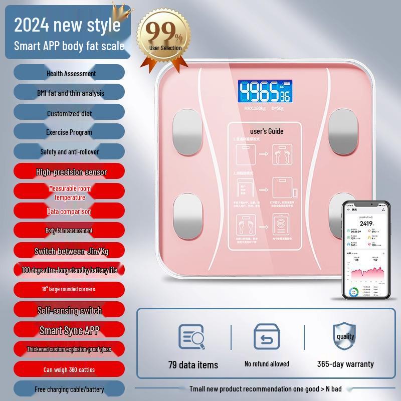 Smart Rechargeable Body Fat Scale: Precise, Durable, Compact Digital Weight Measurement
