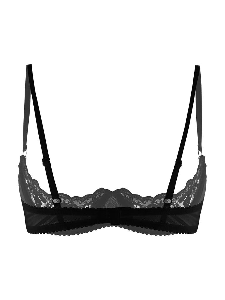 Womens Floral Lace Underwired Brassiere Sheer Design Adjustable Strap Unlined Lingerie Bra