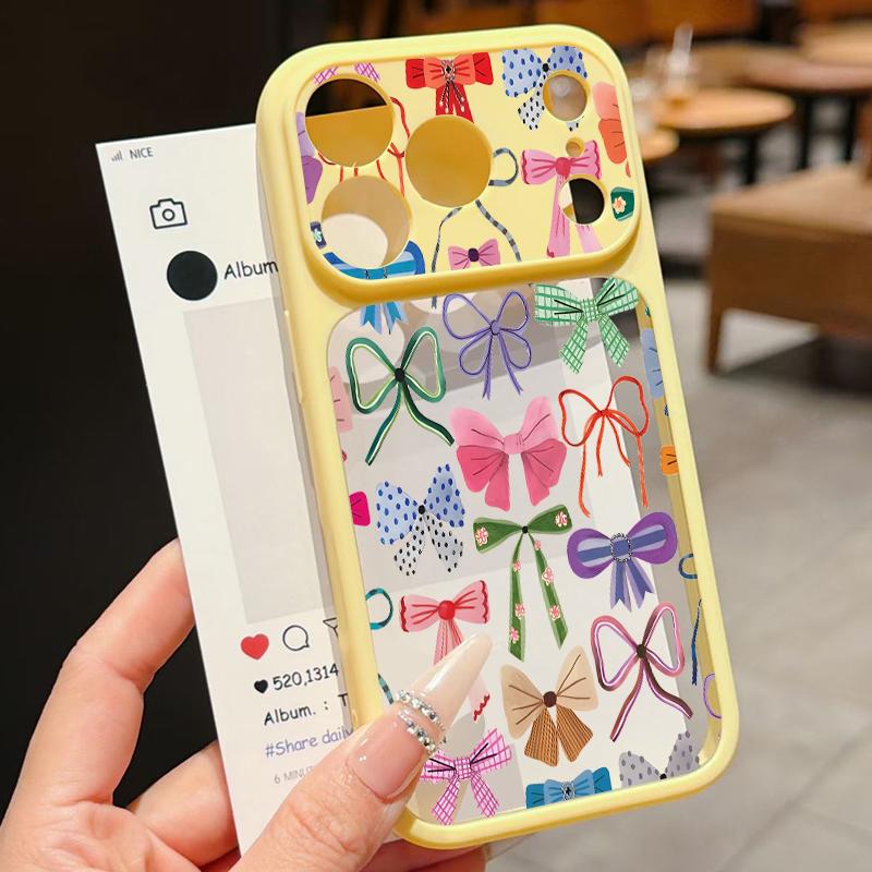 Colorful Bowknots Case For iPhone 17 Pro Max For iPhone 16 15 14 13 Pro Max Luxury Hybrid TPU+PC Clear Back Hard Cover