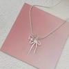 Pink Bow Pendant Necklace, Women's Sweet and Elegant Style, Classic and Simple Personality, Engagement Jewelry, Preferred Gift Giving