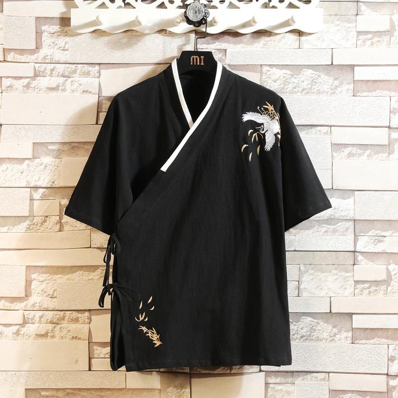Spring New Chinese Style Kung Fu Tops Men Diagonal Front Closure Hanfu Blouse Harajuku Cardigan Male Traditional Chinese Clothes