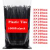 1000 UNIDADES/pacote Abraçadeira plástica de nylon autotravante preta 5x300mm abraçadeira para cabos 3x200mm abraçadeira para cabos zip wraps tira conjunto de abraçadeiras de nylon 3×100
