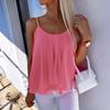 Damen Oberteile Leichte Chiffon Ärmellose Bluse Mehrlagiger Rüschensaum Lockere Passform Lässig Sommer Träger